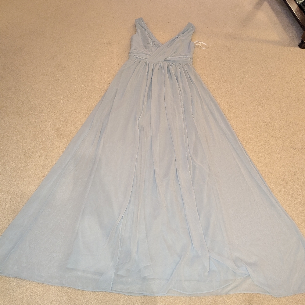 Sleeveless Draped Chiffon Maxi Dress with Front Slit in Mist Sz 4 - Picture 2 of 11